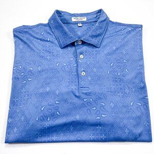 Peter Millar Summer Comfort XL Blue Bandana Print Crips Short Sleeve Golf Polo